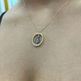 585 Gold Halskette mit rundem Nazar-Tropfen Anhänger und Zirkonia