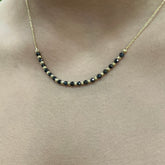 585 Gold Halskette mit schwarzen und goldenen Onyx-Perlen