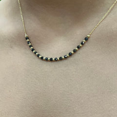 585 Gold Halskette mit schwarzen und goldenen Onyx-Perlen