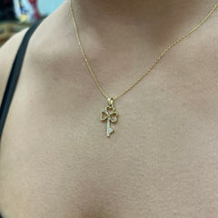 585 Gold Halskette mit Schlüssel und Kleeblatt Anhänger