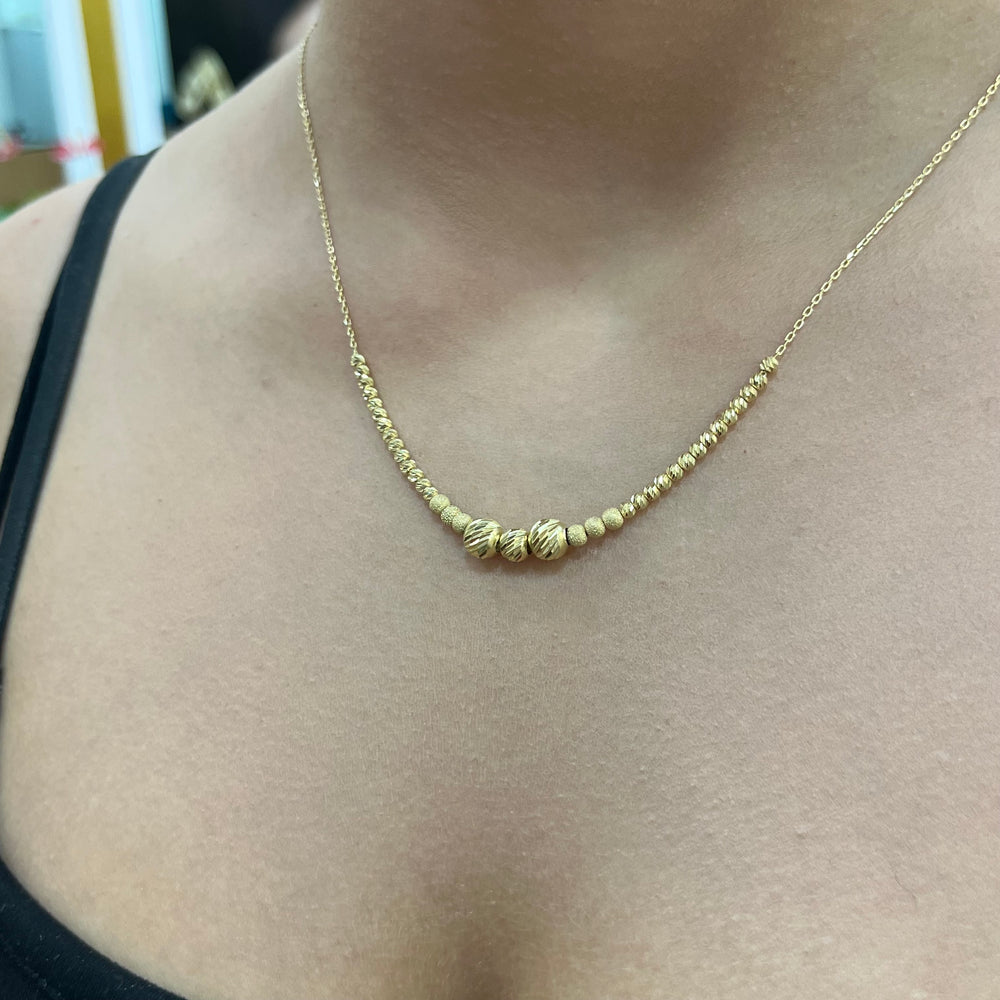 585 Gold Dorika Kette mit strukturierten Goldperlen
