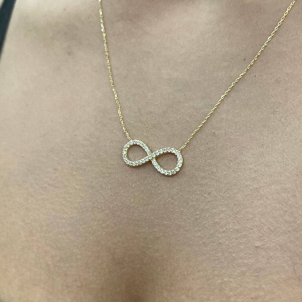 585 Gold Infinity Kette mit Zirkonia Anhänger