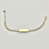 585 Block Kinderarmband aus 14 Karat Gold mit schlichter Namensplatte