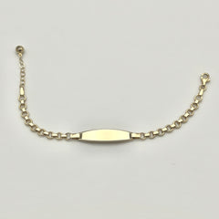 585 Block Kinderarmband aus 14 Karat Gold mit schlichter Namensplatte