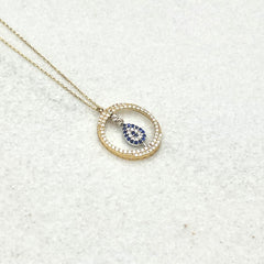 585 Celestia Nazar Kette aus Gelbgold 14K – glänzende Oberfläche Detailaufnahme