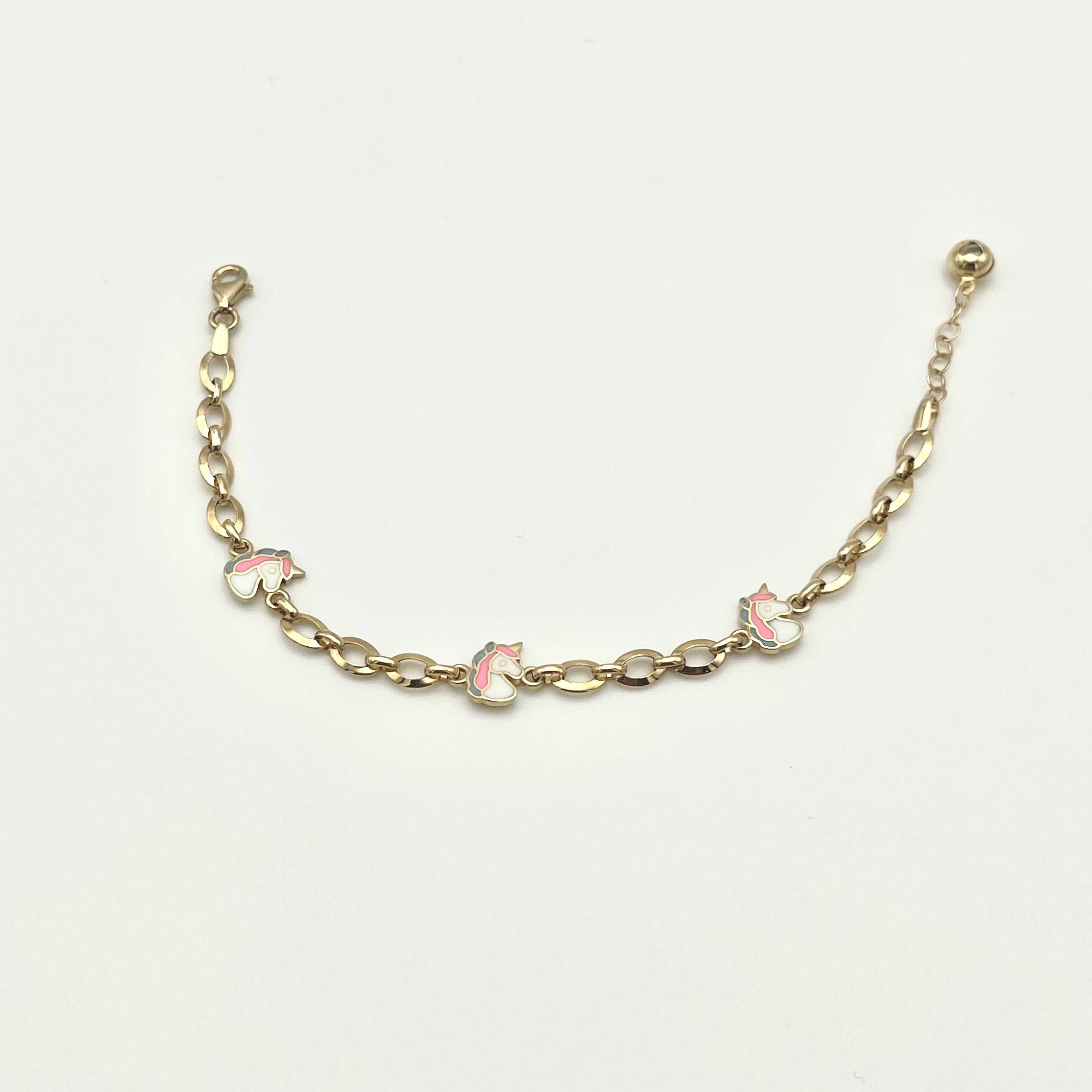 585 Einhorn Kinderarmband aus 14 Karat Gold mit liebevollem Einhorn-Motiv