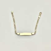 585 Figaro Block Kinderarmband aus 14 Karat Gold mit Namensplatte
