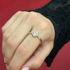 585 Gold Damenring Einstein Baget Fassung – klassischer 14 Karat Solitärring von Eleganz Juwelier.