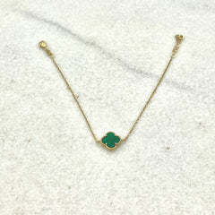 585 Green Verdelux Armband aus Gelbgold 14K – feine Glieder & dezente Grünakzente Detail