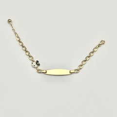 585 Micky Mouse Kinderarmband aus 14 Karat Gold mit Namensplatte