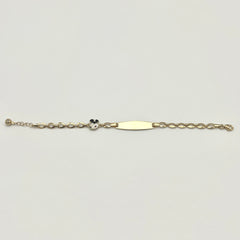 Detailansicht des Micky Mouse Motivs am Kinderarmband aus 585 Gold