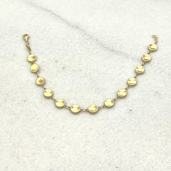 585 Pullu Plaka Armband aus Gelbgold 14K – glänzende runde Plaketten Detail