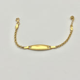 916 Block Flex Kinderarmband aus 22 Karat Gold mit klarer Namensplatte