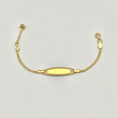 916 Filigran Kinderarmband aus 22 Karat Gold mit fein verzierter Namensplatte