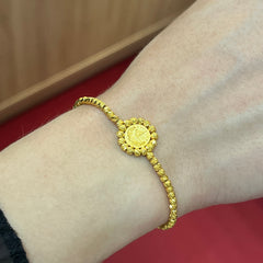 585 Dorika Reşat Armband aus 14K Gelbgold mit zentralem Reşat-Motiv und kunstvoll gearbeiteten Dorika-Perlen am Handgelenk