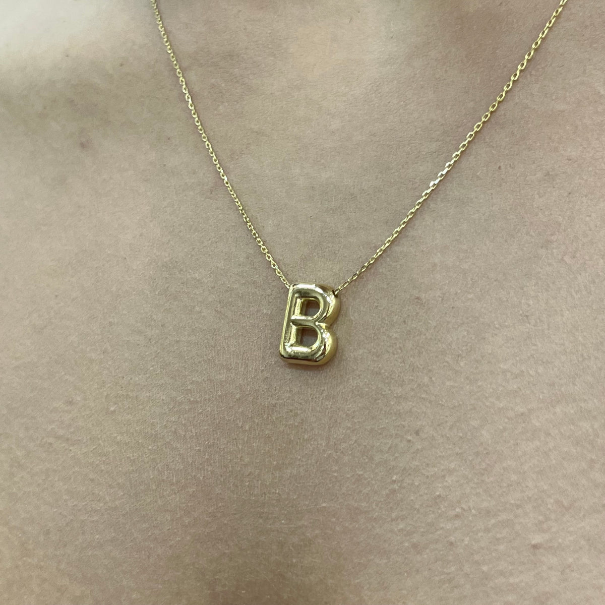 585 Gold Buchstaben Kette mit B Anhänger