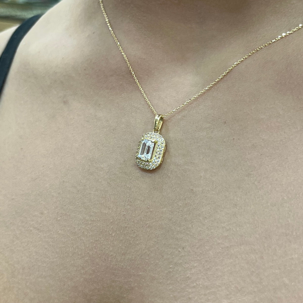 585 Goldkette mit Baget Anhänger und Zirkonia