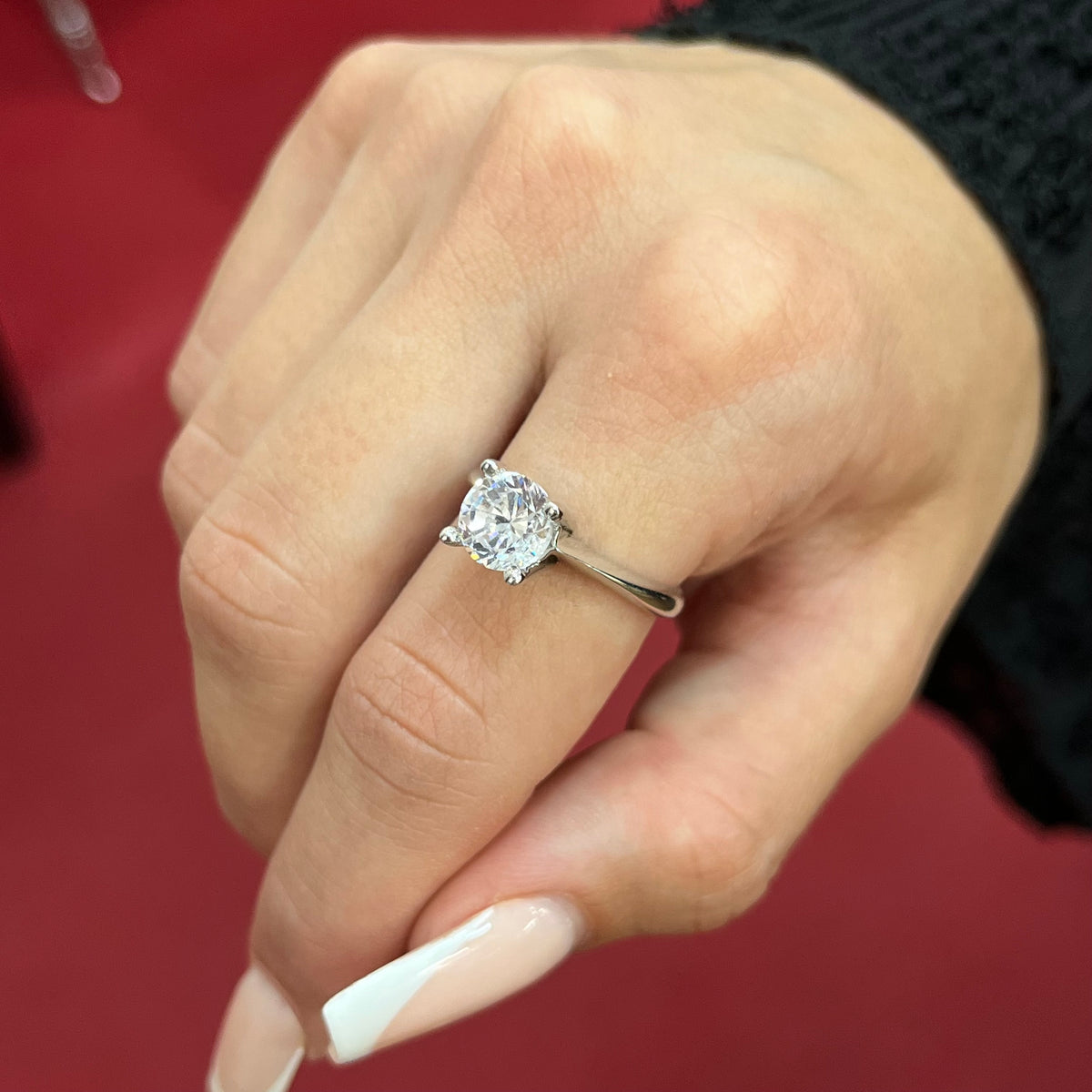 585 Eterna Einstein Ring aus 14 Karat Weißgold mit großem Zirkonia-Stein