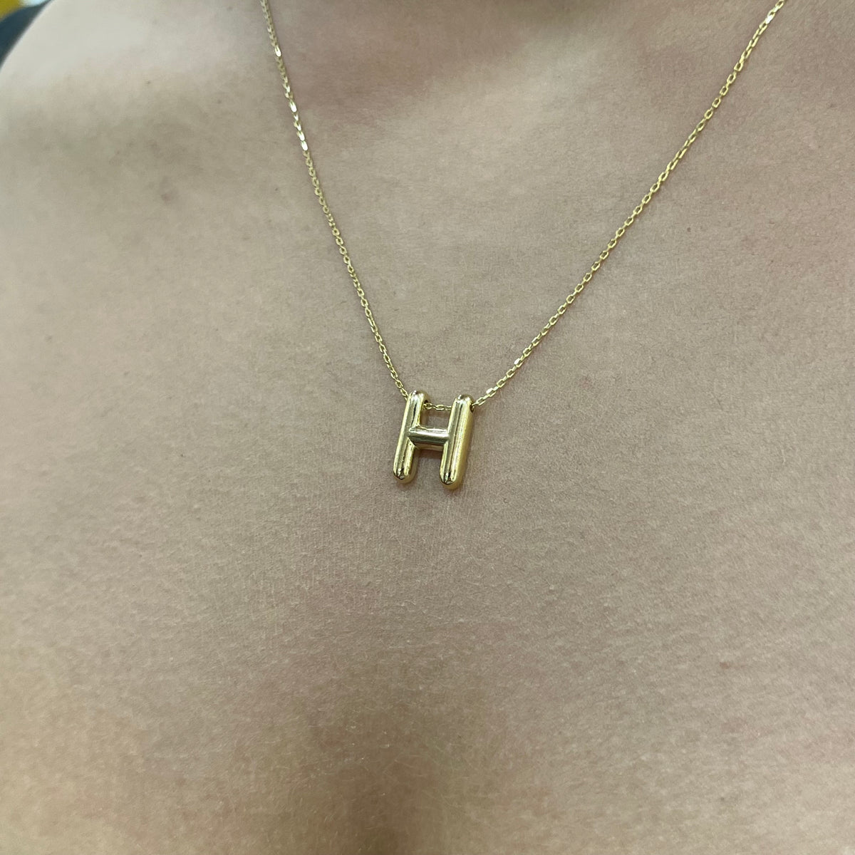 585 Gold Buchstaben Kette mit H Anhänger