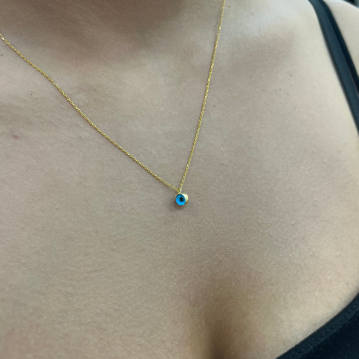 585 Gold Halskette mit Nazar Anhänger (blaues Auge)