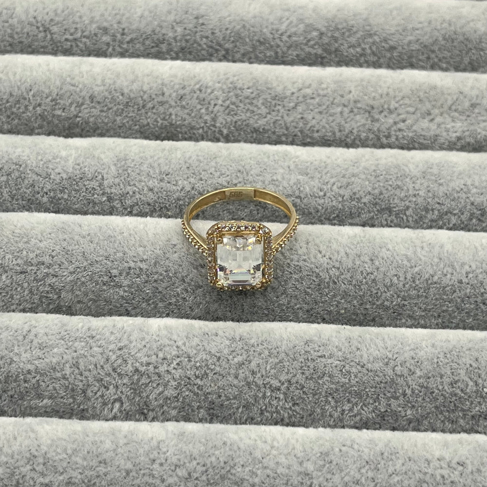 585 Brilloré Baget Ring aus Gelbgold 14K – eleganter Baget Zirkonia Detail