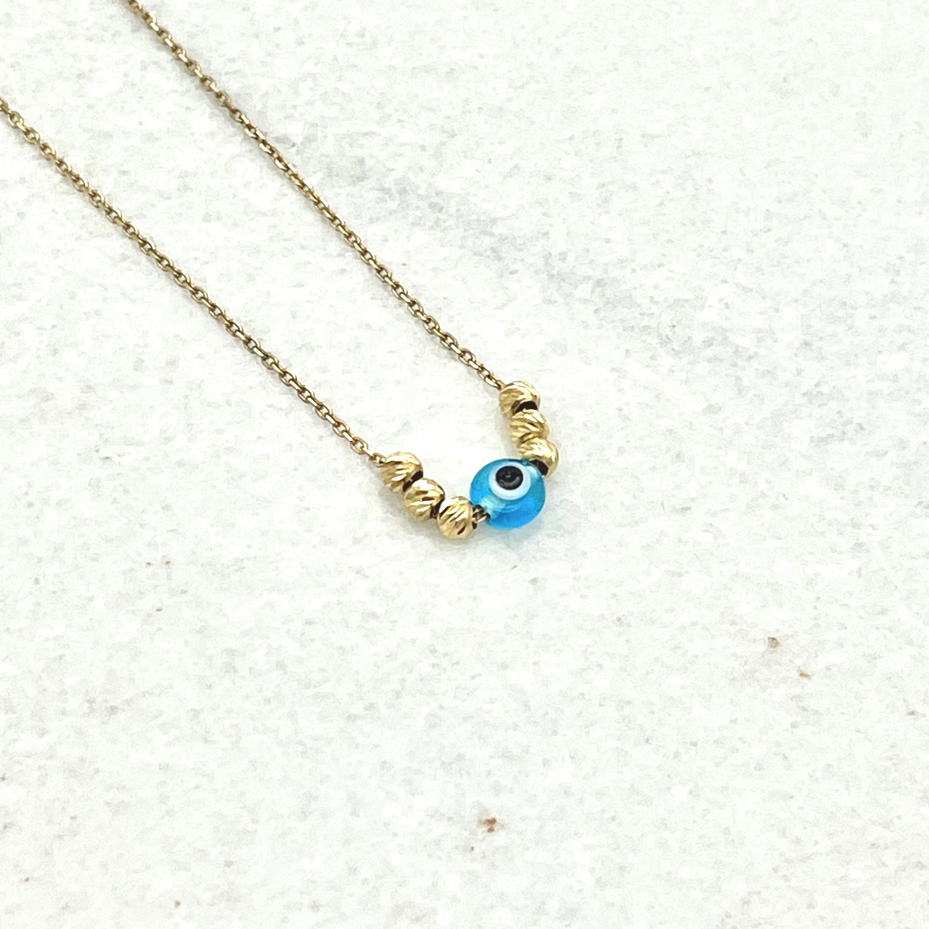 585 Dorika Nazar Kette aus Gelbgold 14K – glänzende Oberfläche Detailaufnahme