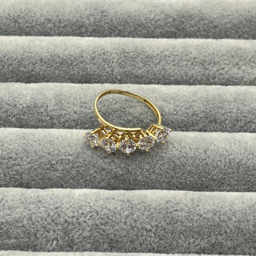 585 Dualin Fünfstein Ring aus Gelbgold 14K – vollständige Ansicht