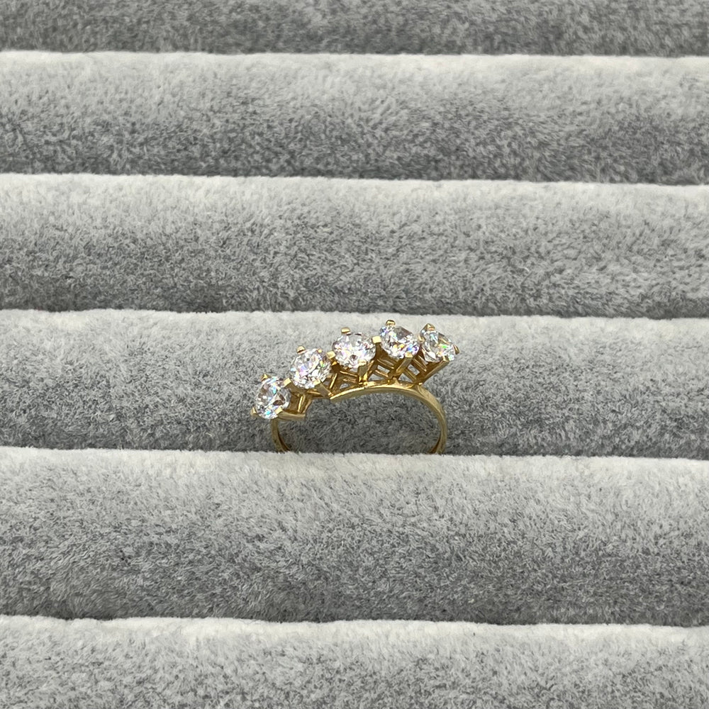 585 Dualin Fünfstein Ring aus Gelbgold 14K – Zirkonia Fünfstein Detailansicht