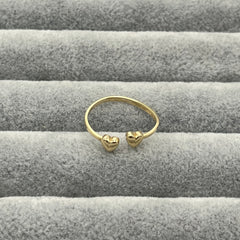 585 Duo Herz Ring aus Gelbgold 14K – vollständige Ansicht