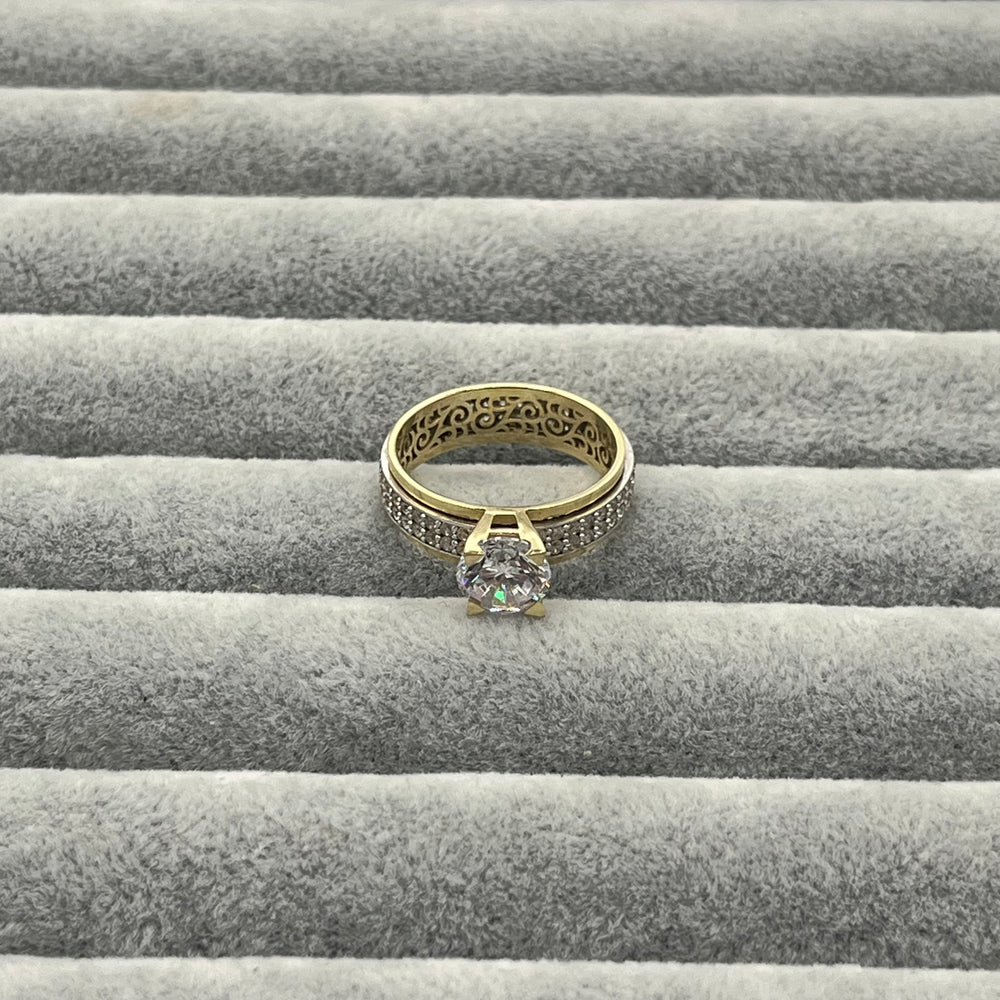 585 Duovella Einstein Ring aus Gelbgold 14K – glänzende Oberfläche Ansicht