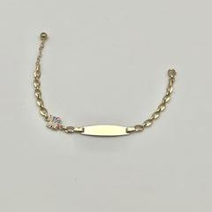 585 Einhorn Block Kinderarmband aus 14 Karat Gold mit Namensplatte