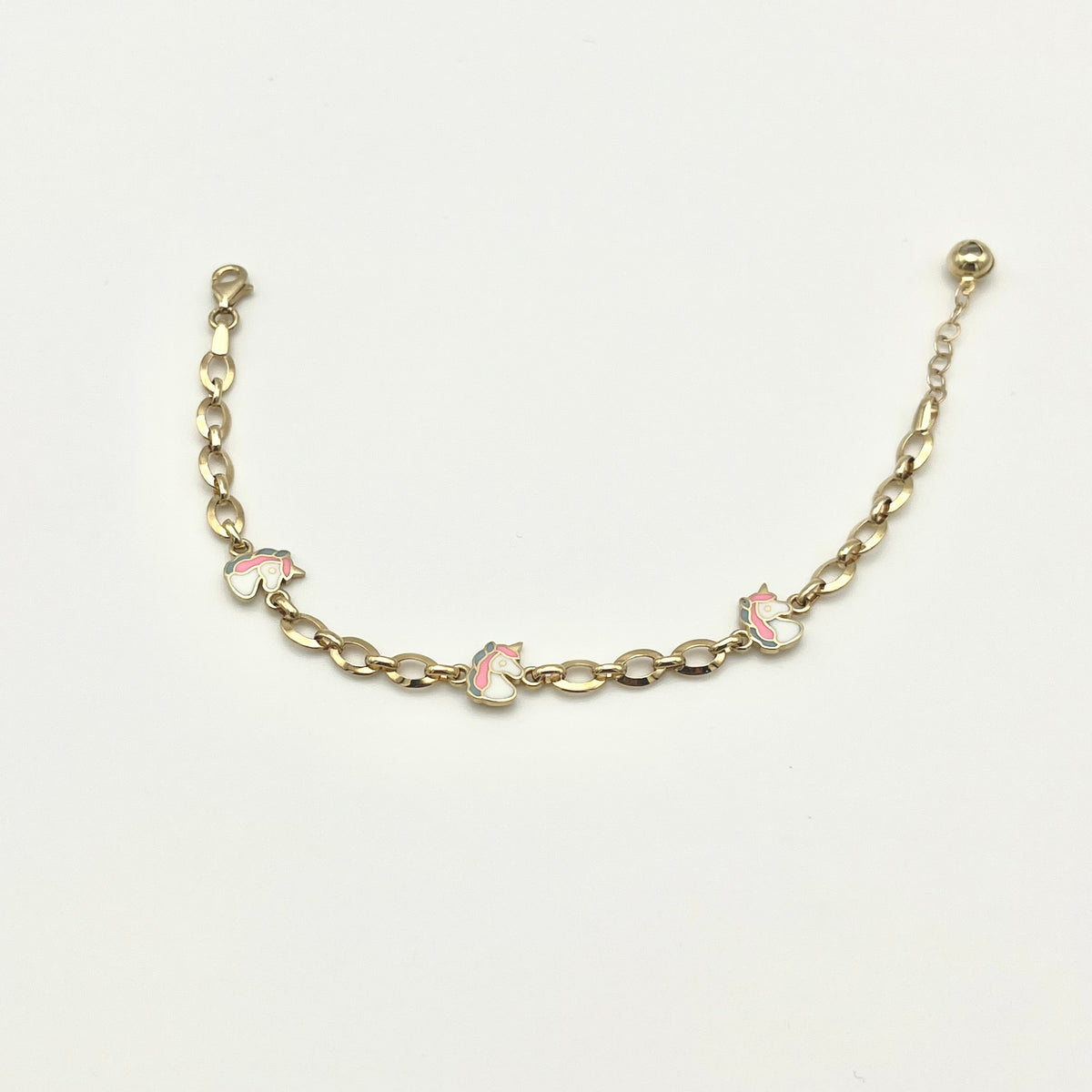 585 Einhorn Kinderarmband aus 14 Karat Gold mit liebevollem Einhorn-Motiv