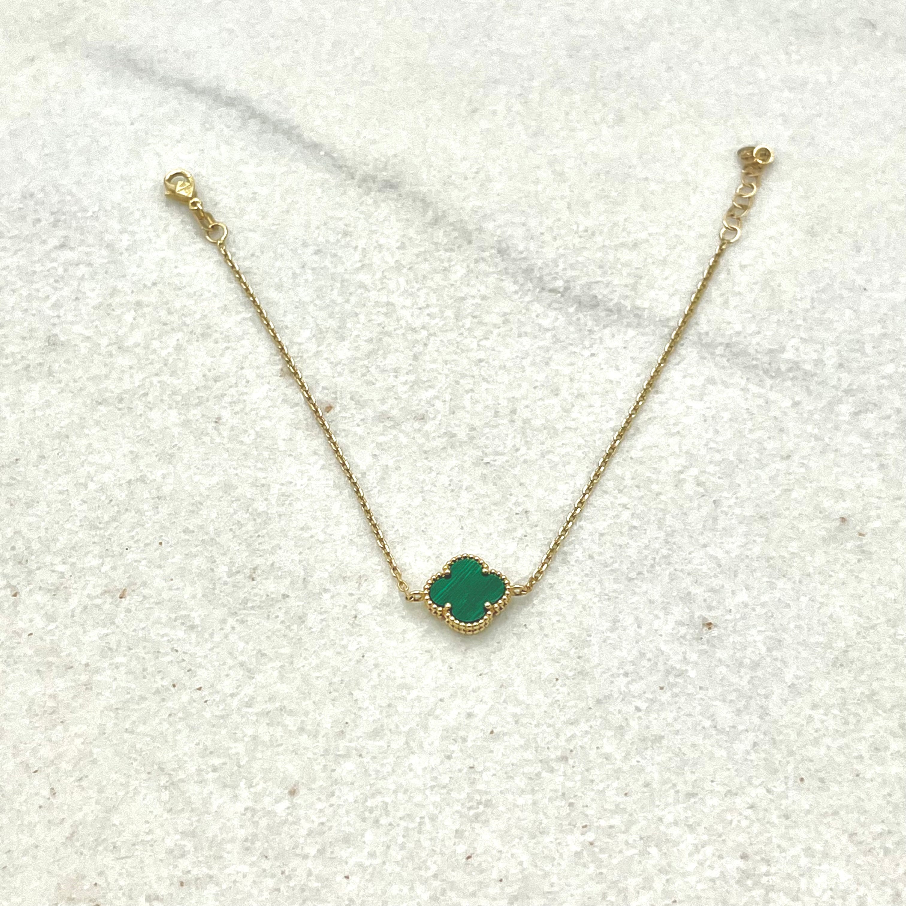 585 Green Verdelux Armband aus Gelbgold 14K – feine Glieder & dezente Grünakzente Detail