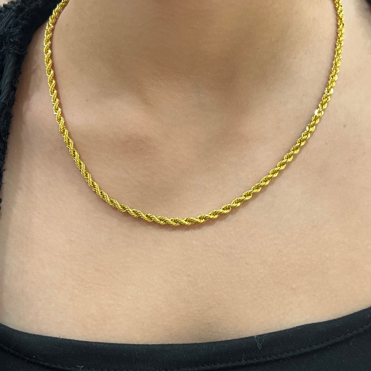 585 Kordellen Kette aus 14 Karat Gold im Seil-Design – massive Goldkette 65 cm