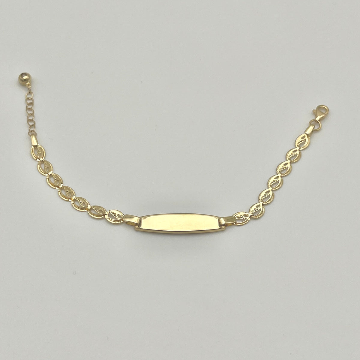 585 Ornament Kinderarmband aus 14 Karat Gold mit strukturierter Gliederkette