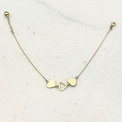 585 Trilove Armband aus Gelbgold 14K – drei Herzen Detailansicht