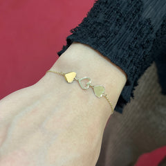585 Trilove Armband aus 14 Karat Gold mit drei Herzen – romantisches Damenarmband