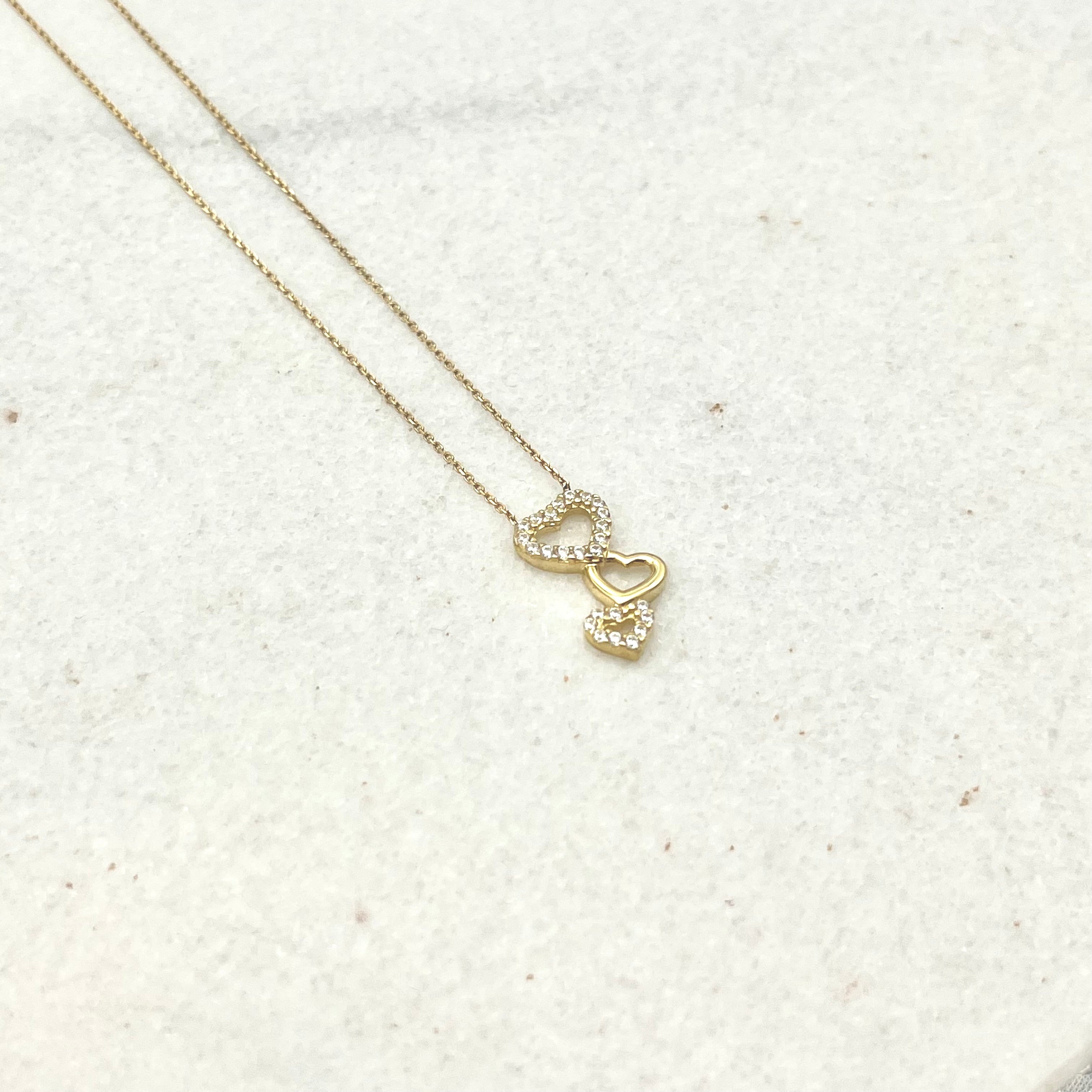 585 Trilove Kette aus Gelbgold 14K – glänzende Oberfläche Detailaufnahme