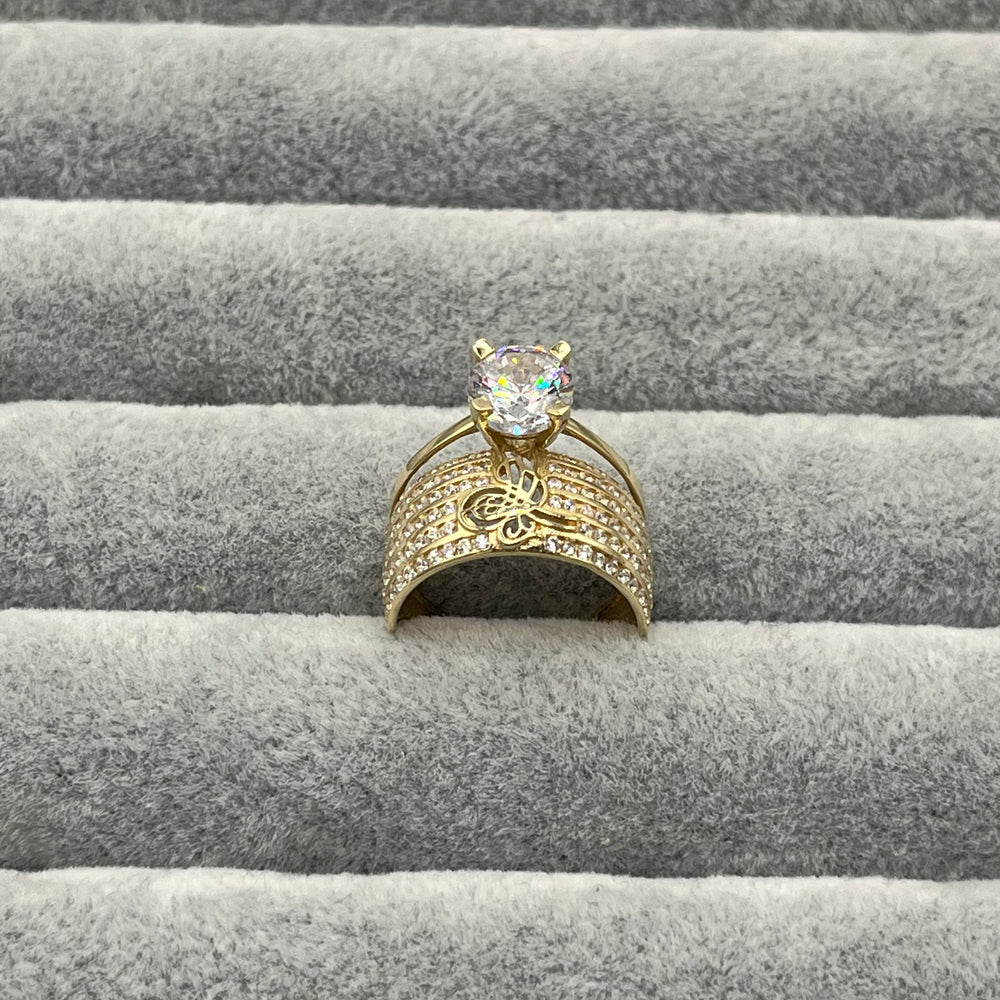 585 Tugra Shine Einstein Ring aus Gelbgold 14K – Detailaufnahme