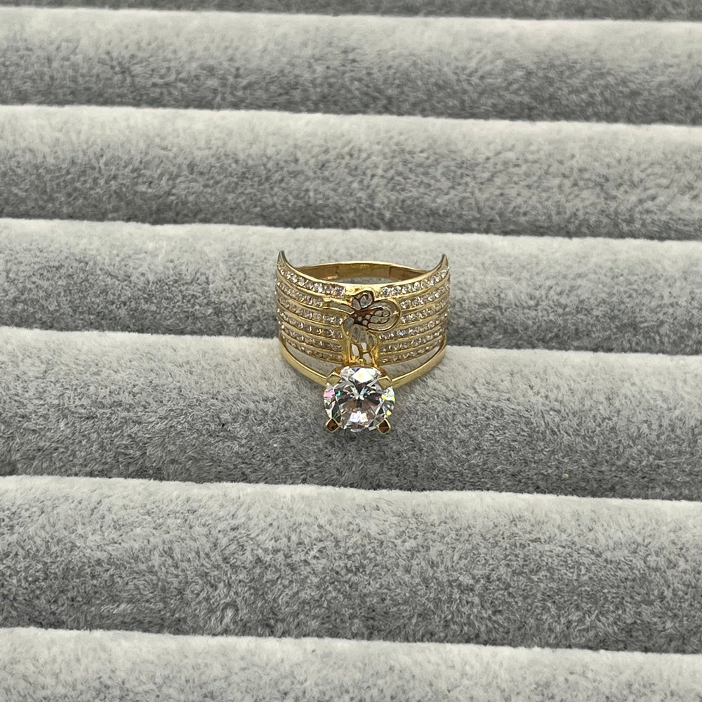 585 Tugra Shine Einstein Ring aus Gelbgold 14K – glänzende Oberfläche Ansicht