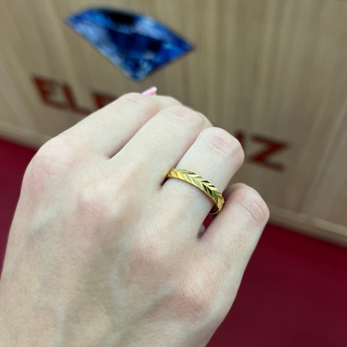 916 Başak Ray Ring aus 22 Karat Gold mit Ährenmuster