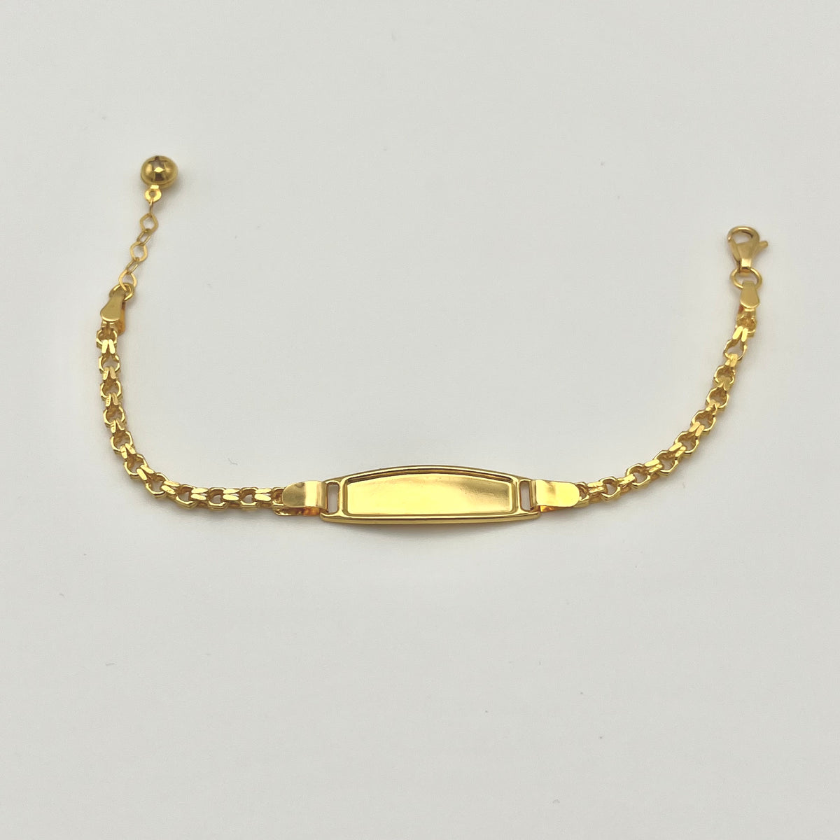 916 Block Kinderarmband aus 22 Karat Gold mit markanter Namensplatte