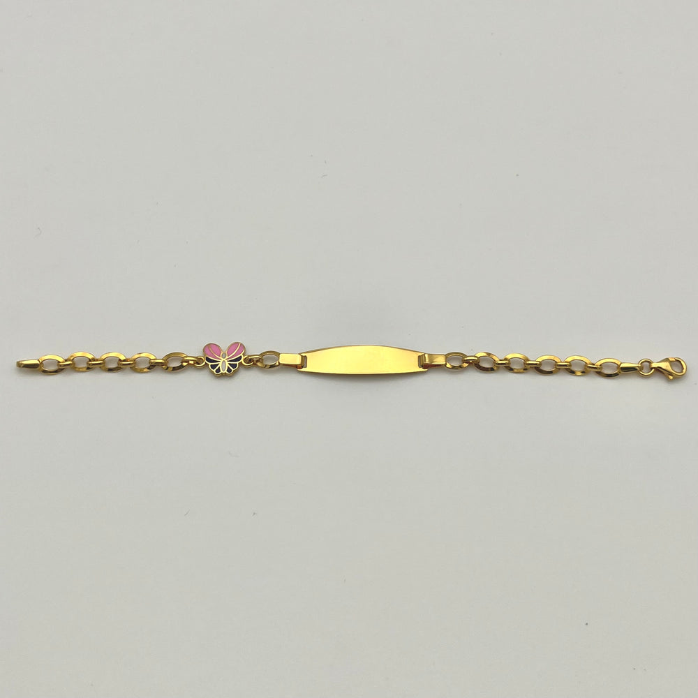 Detailansicht des Schmetterling-Motivs am Kinderarmband aus 916 Gold