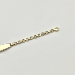 Kinderarmband aus 14 Karat Gold mit Block-Namensplatte und Verlängerung