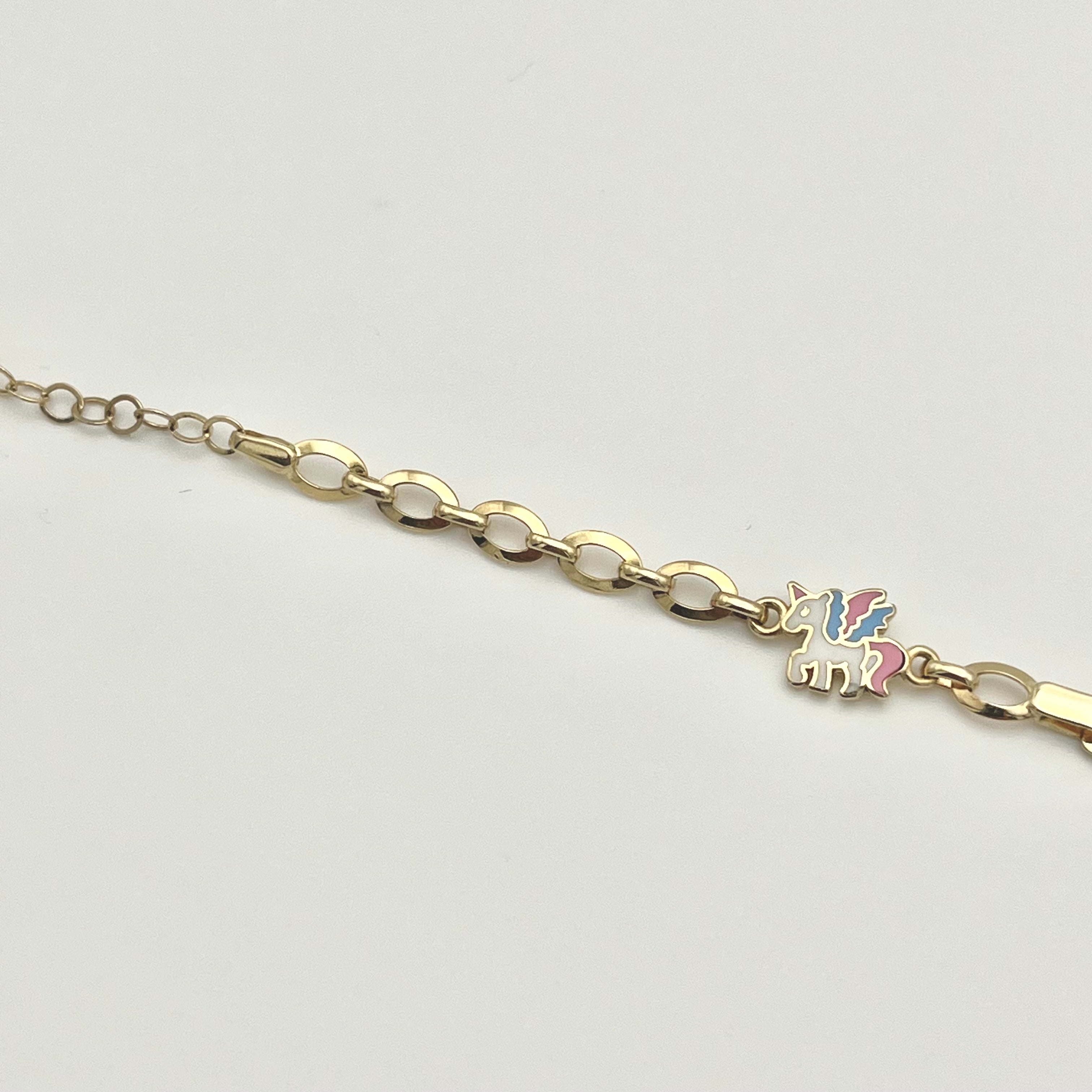 Kinderarmband aus 14 Karat Gold mit Block-Namensplatte und Verlängerung